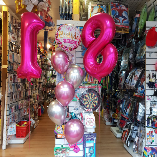 Number Foil with Chrome Latex Balloons