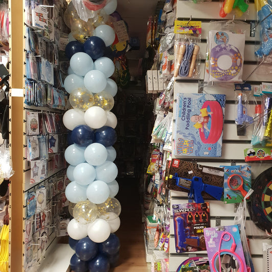 White & Black Balloons Pillar with Confetti