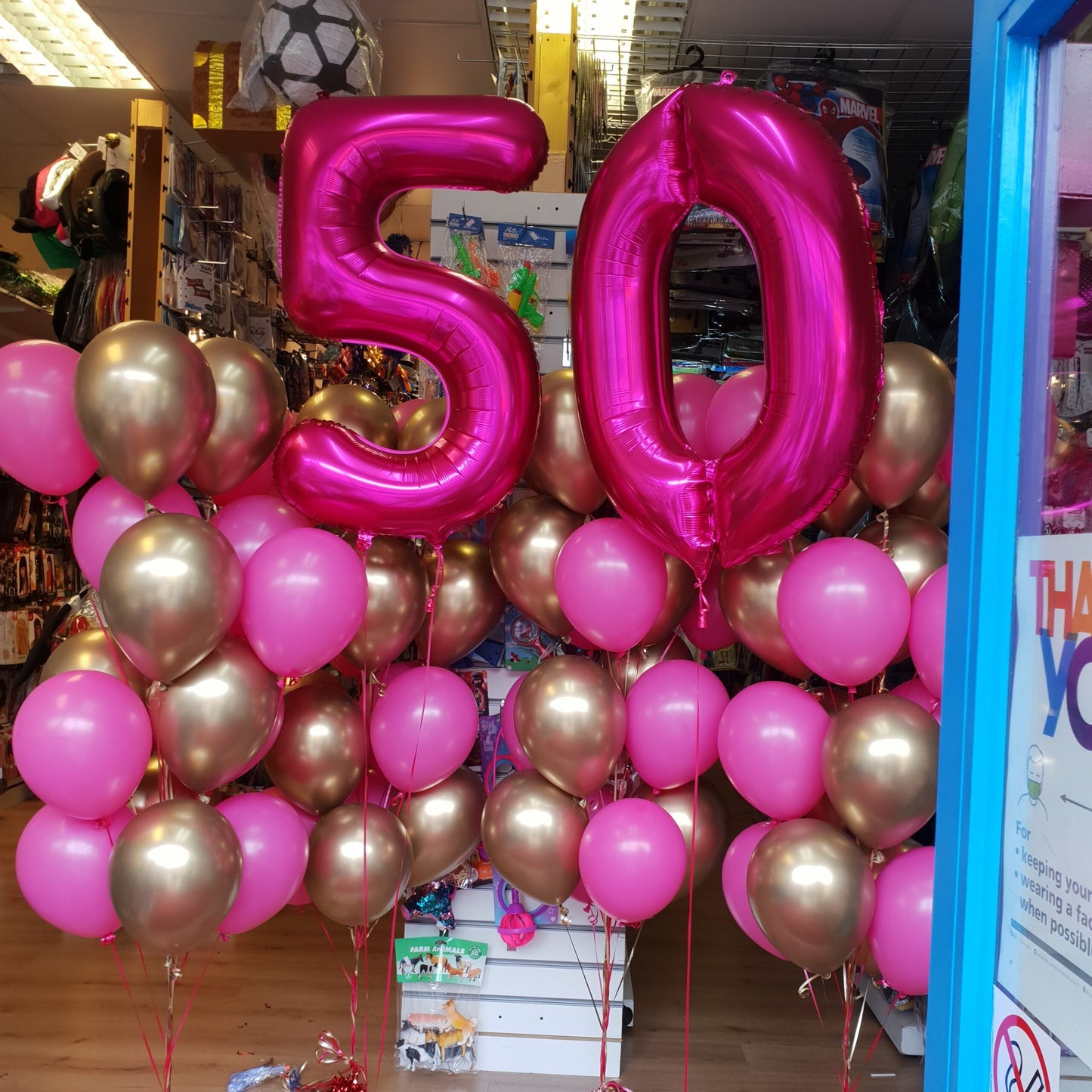 Foil Hot Pink with Metallic Latex Balloons Bouquet