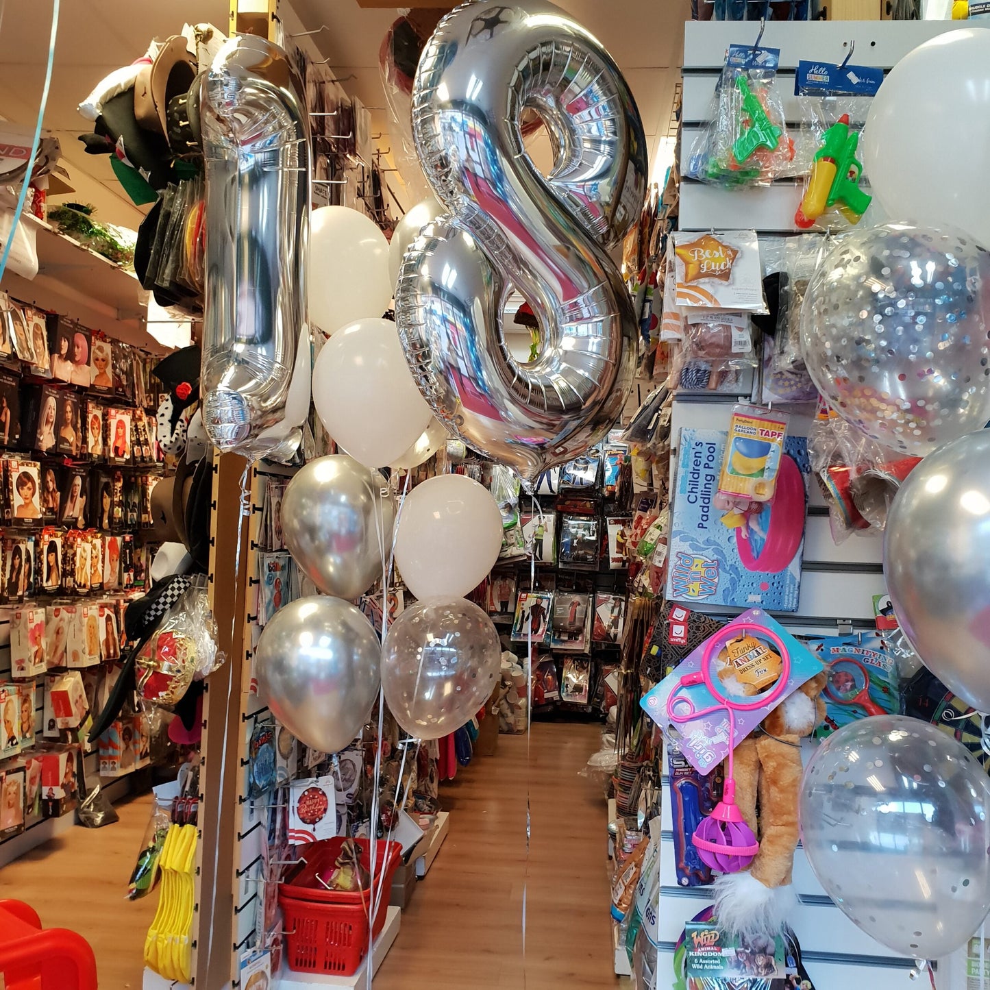 Foil Number with Metallic Latex Confetti Balloons