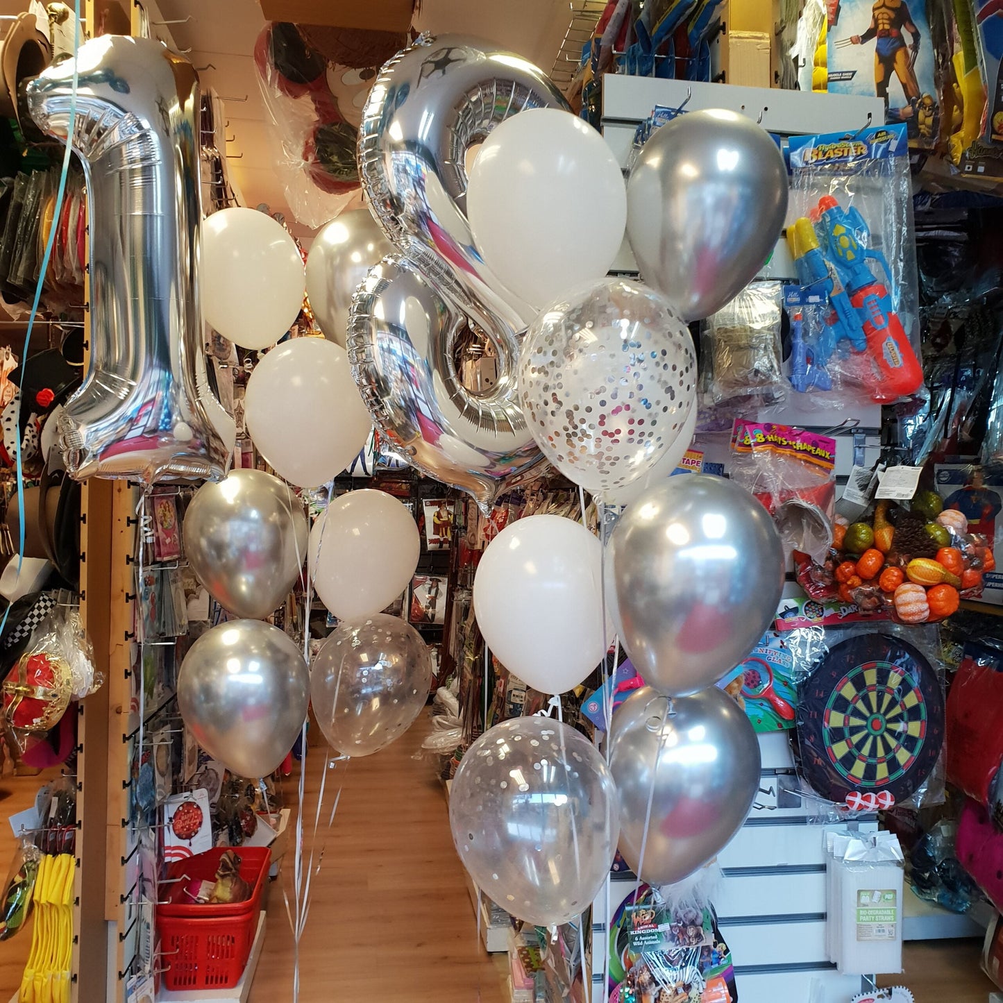 Foil Number with Metallic Latex Confetti Balloons