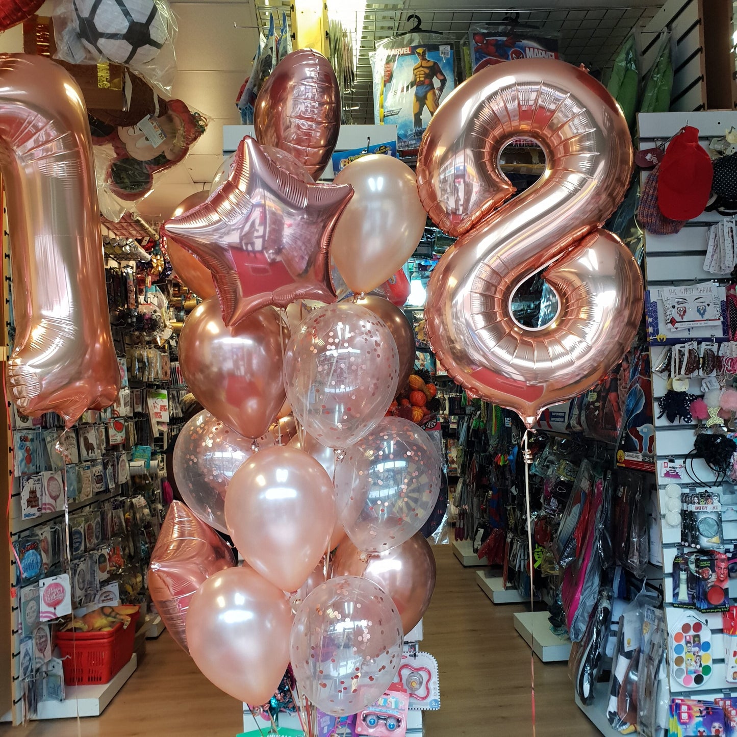 18 Number Foil, Latex Helium Balloons with Confetti