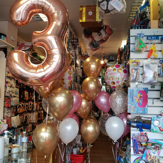 Foil Number with Latex Helium Confetti Balloons