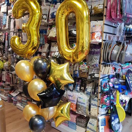 Foil Number 30 with Latex Helium Balloons