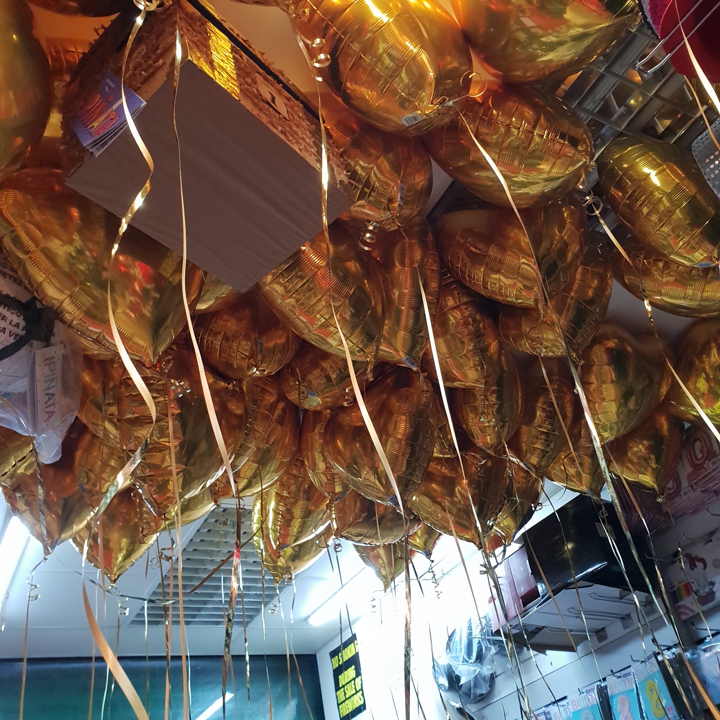 Gold Heart Foil Ceiling Balloons