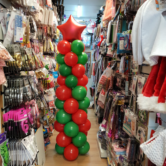 Red Star Foil Balloon with Latex Balloons Pillar (Air Filled)