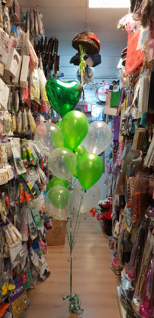 Green Heart Foil Balloon with Latex Balloons Bouquet