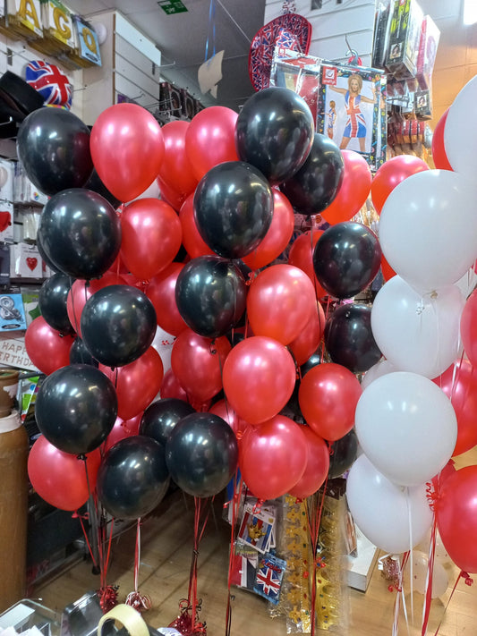 Red, Black & White Mix Latex Birthday Balloons