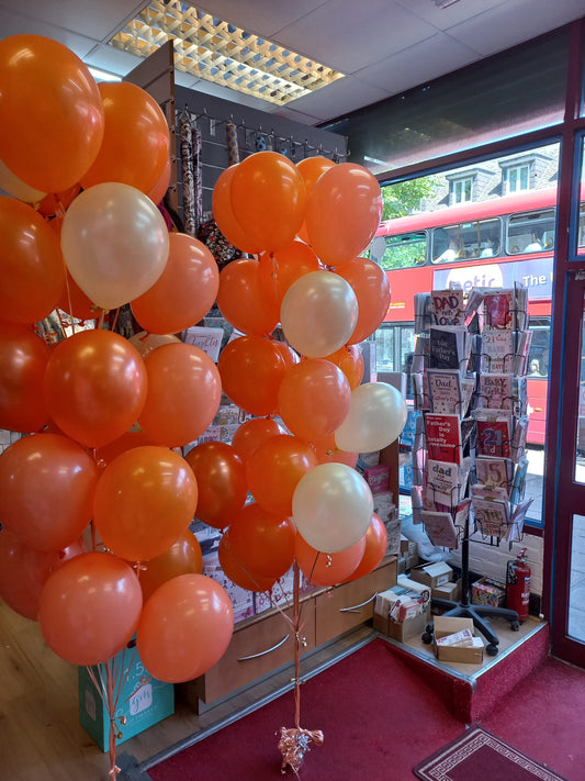 Orange & White Latex Birthday Balloons Bouquet