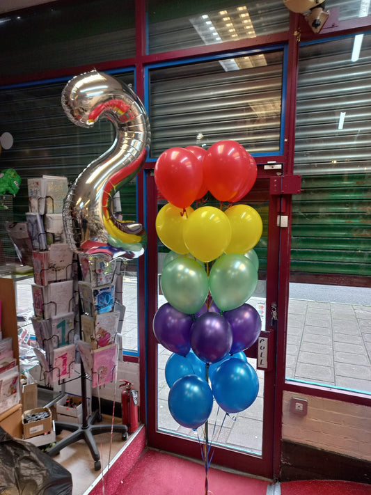 Foil Number with Mix Colours Latex Balloons