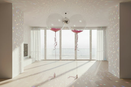 2 Bubble balloons with feathers