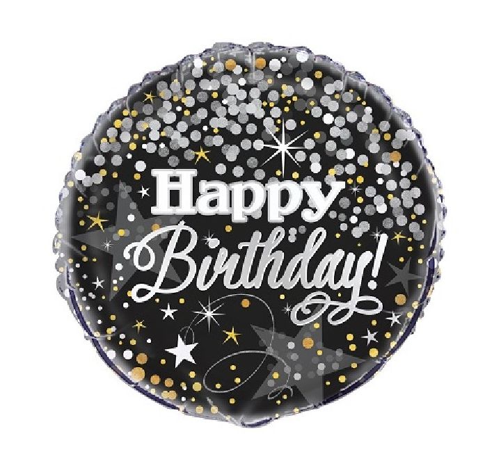 Black Glitter Birthday Stars Foil Balloon