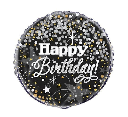 Birthday Black Swirls Foil Balloon