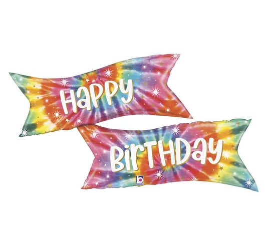 Tie-Dye Banner Birthday Foil Balloon