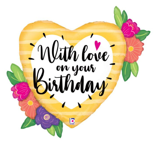 With Love Birthday Flower Foil Balloon