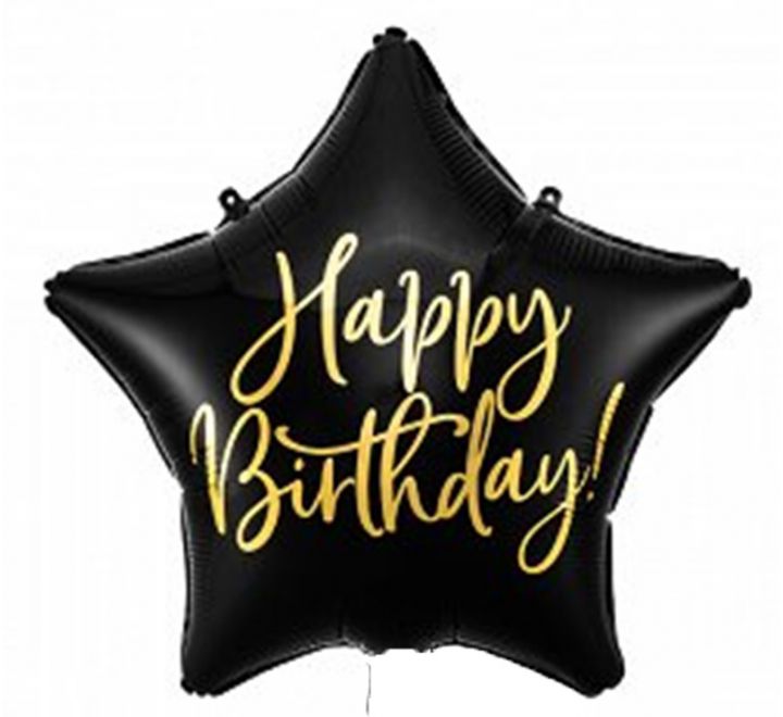 Happy Birthday Black Glossy Foil Balloon