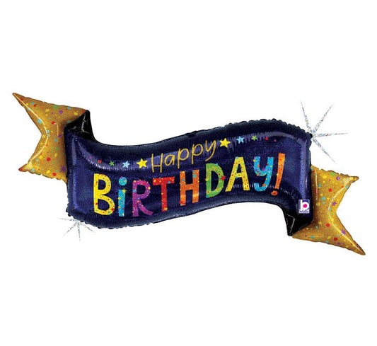 Navy Birthday Banner Foil Balloon