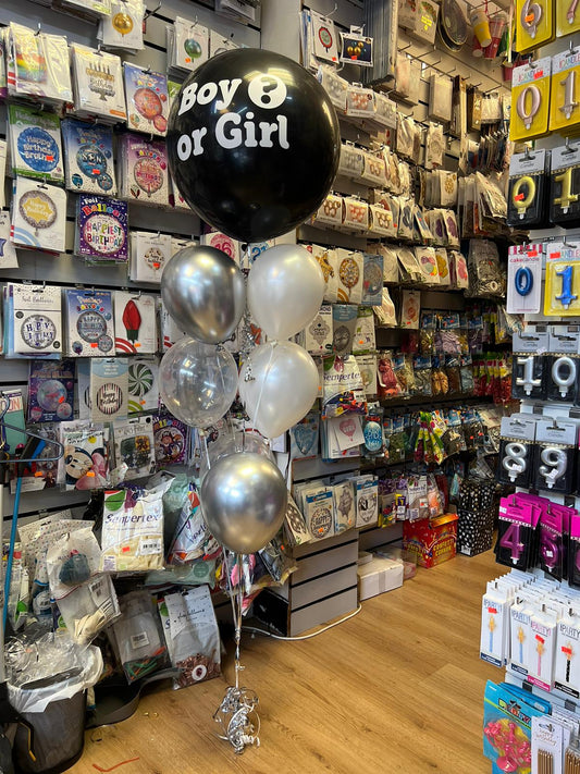 Boy or Girl Gender Reveal Foil with Latex Balloons Bouquet