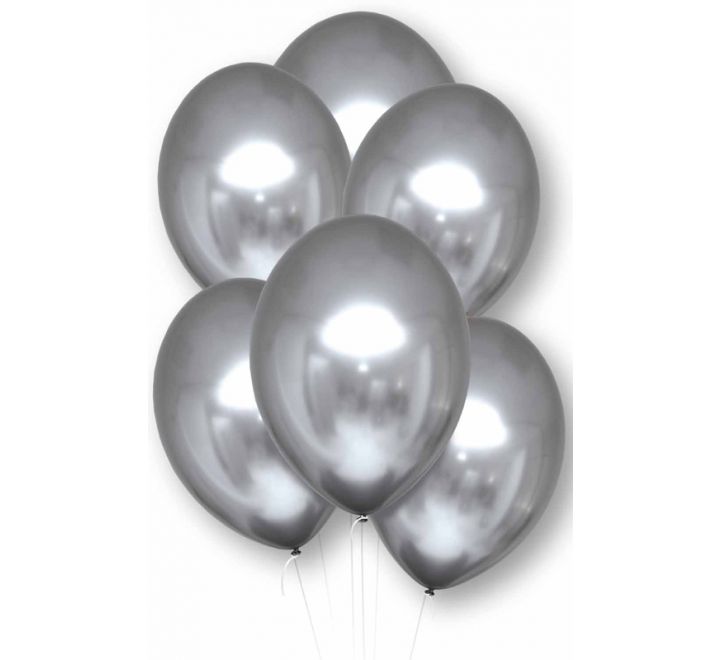 Chrome Silver 11" Latex Balloons (6 PCS) without Helium