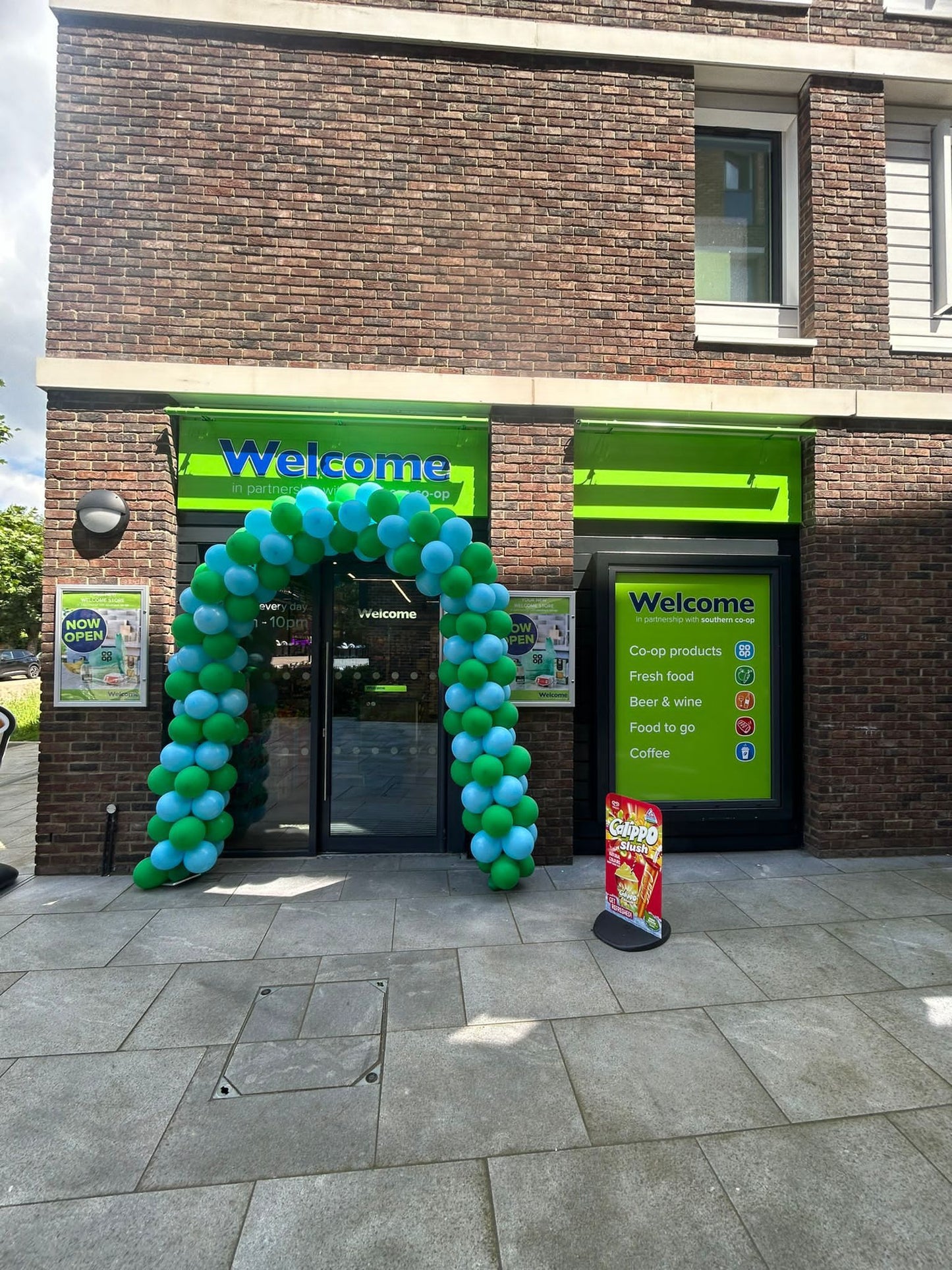 Green and Light Blue Latex Balloons Arch