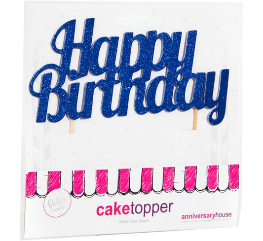 Blue Happy Birthday Cake Topper