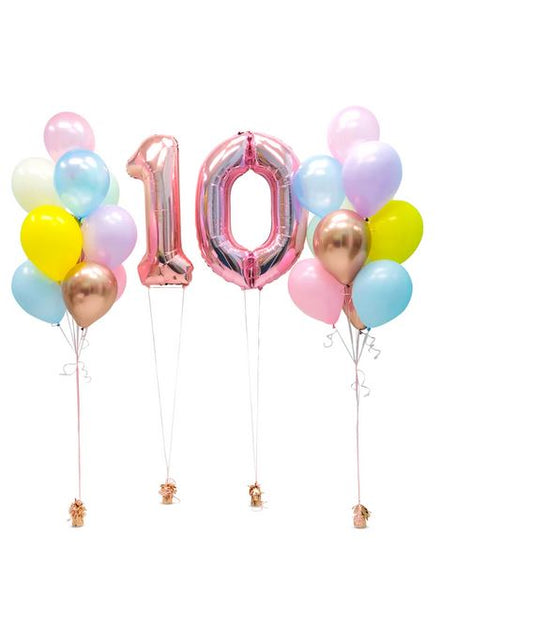 10 Number Foil with Latex Balloons Bouquet