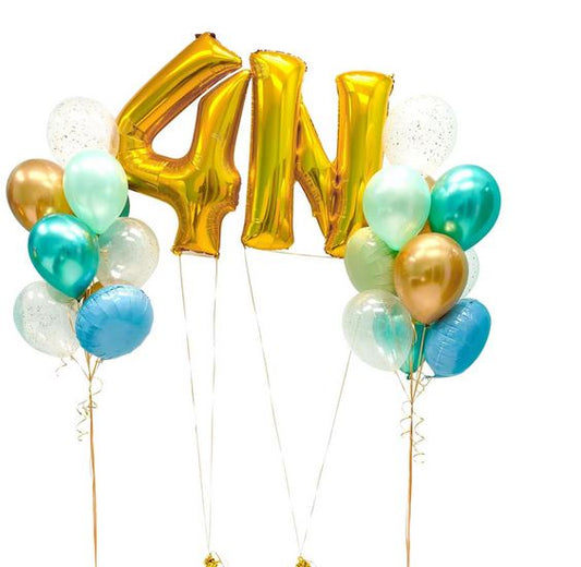 Foil Number + Letter with Latex Balloons Bouquet