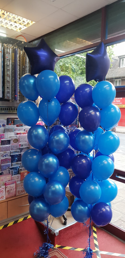 Blue Star Foil and Latex Balloons Bouquets