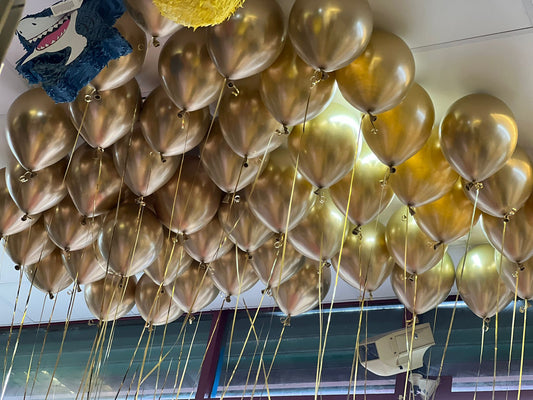 Chrome Gold Latex Ceiling Balloons