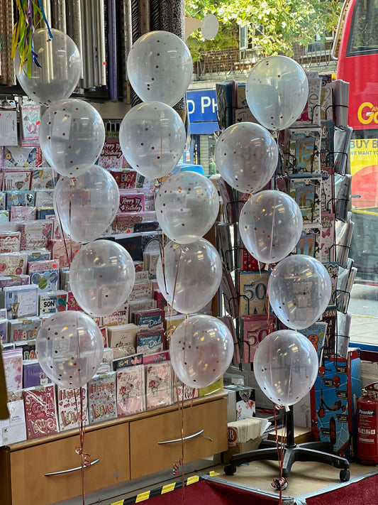 Clear with Confetti Latex Balloons Bouquet