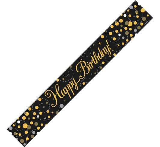 Happy Birthday Black and Gold Banner 9FT