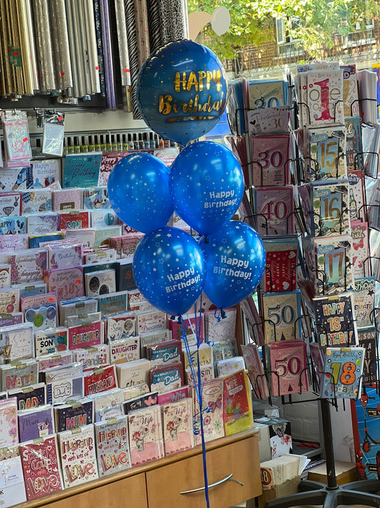 Happy Birthday Foil with Happy Birthday Latex Balloons Bouquet