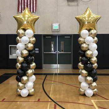 Gold Star Foil with Latex Pillar Balloons
