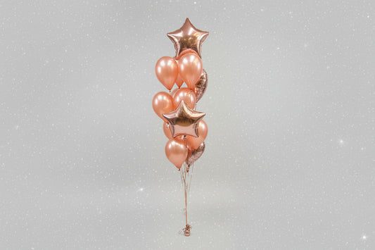 Rose Gold Foil Star , Heart and Latex Balloons Bouquet