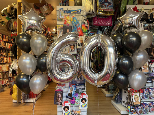 Black & White Mix Metallic Balloons with any Foil Numbers