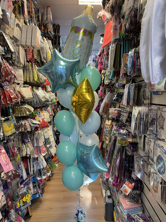 Its a Boy Baby Bottle with Latex Balloons Bouquet