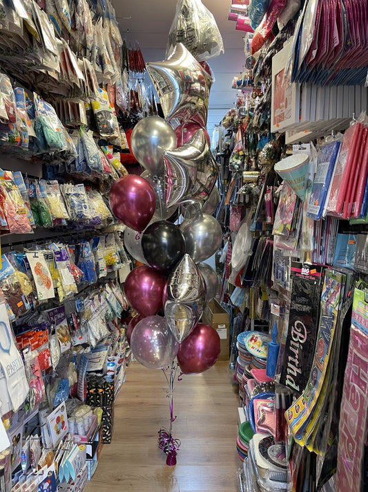 Metallic Chrome Balloons Bouquet with Minifoil Stars