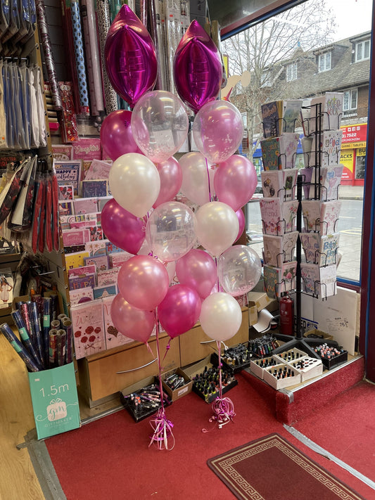 Metallic Hot Pink 18"  Foil with Latex Balloons Bouquet