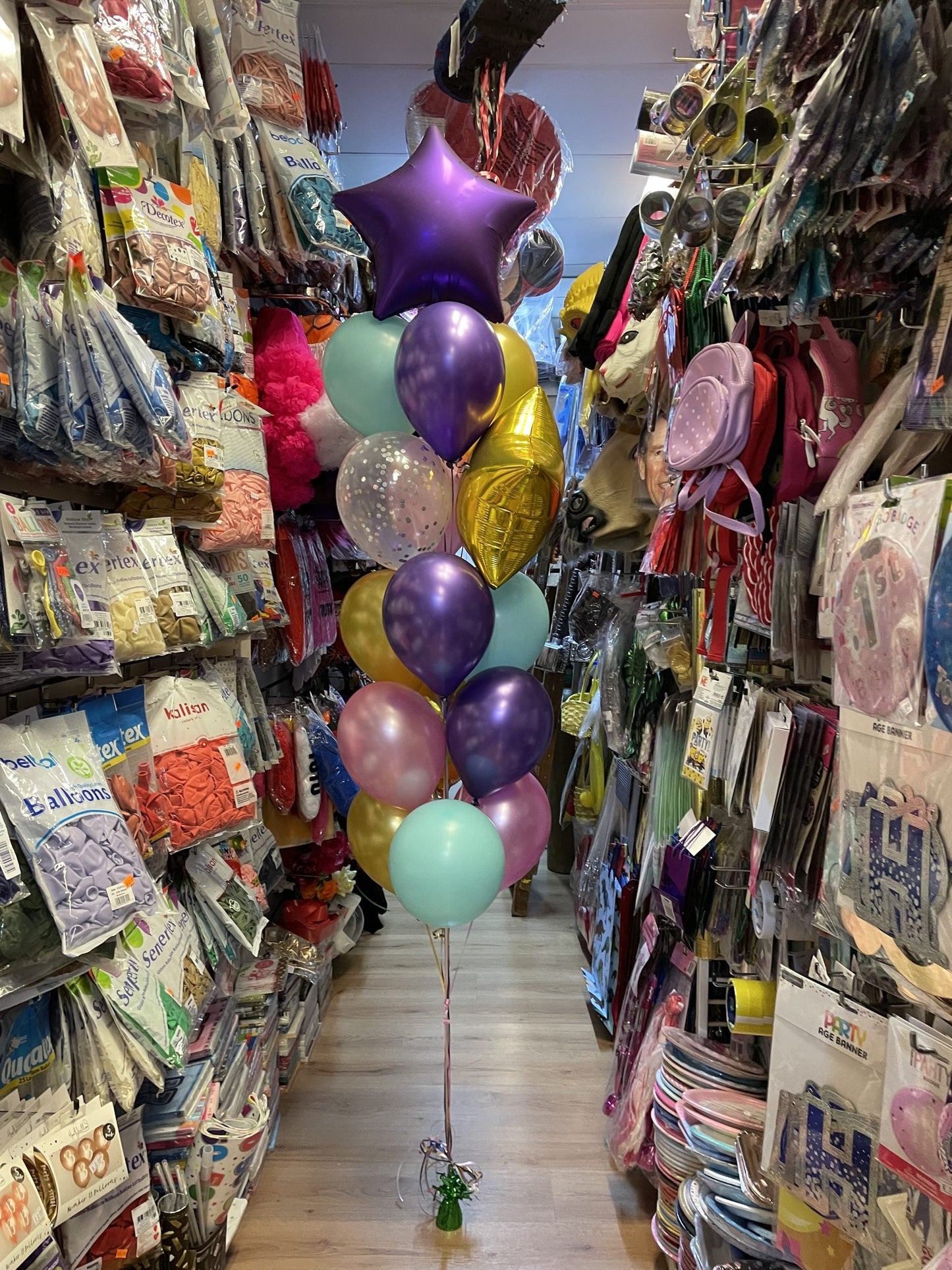 Foil Gold, Purple with Chrome Latex Balloons Bouquet