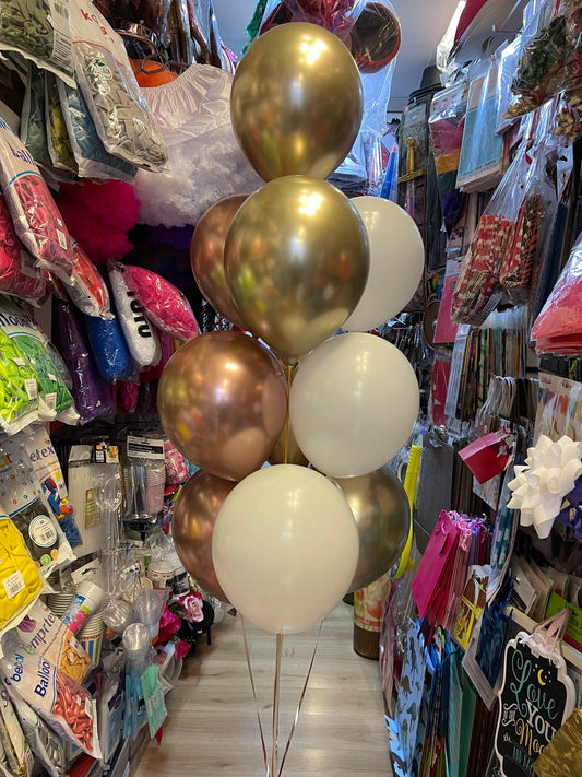 Metallic Gold Copper White Latex Balloons Bouquet