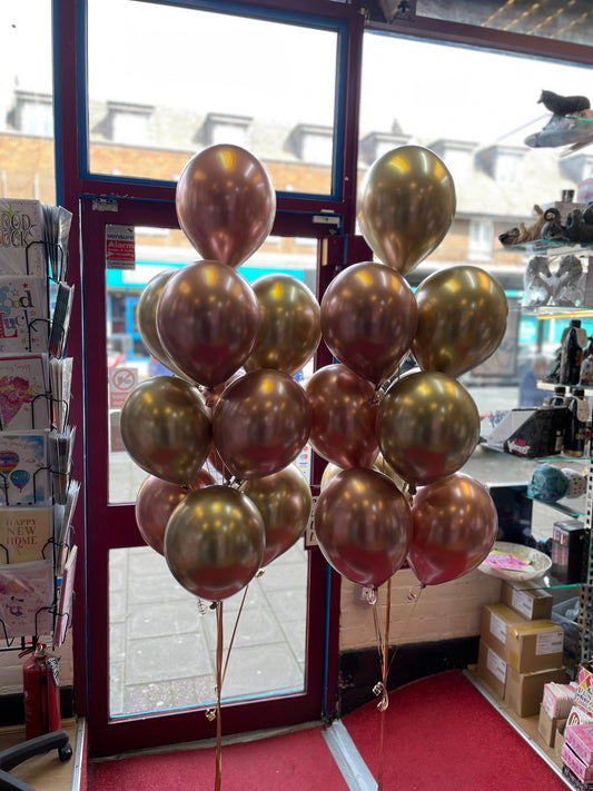 2* Gold Chrome Latex Balloons Bouquet