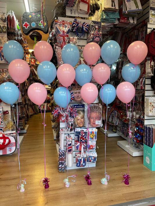 Pink, Blue Latex Helium Birthday Balloons