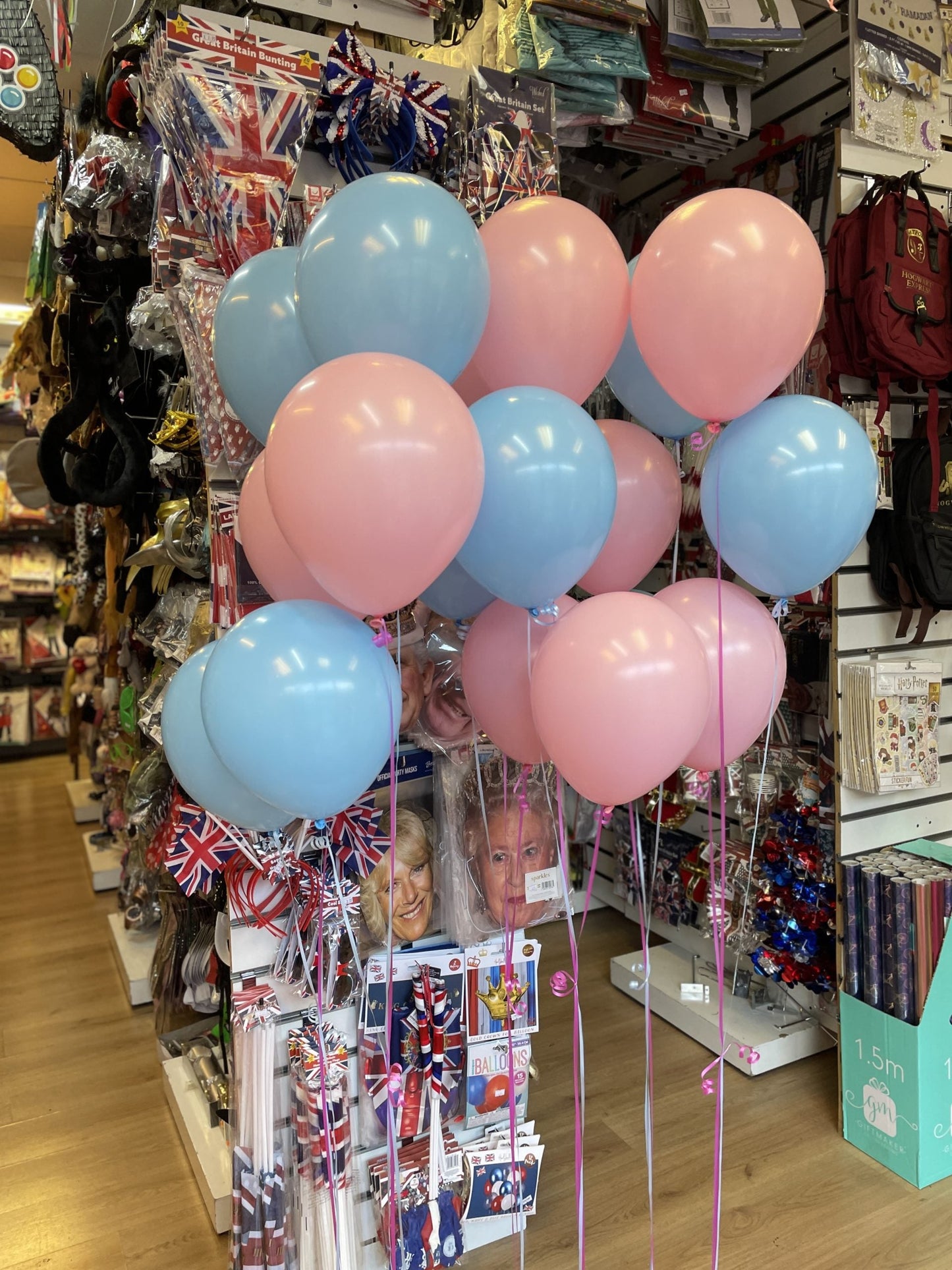 6 * Pink & Blue Latex Balloons Bouquet