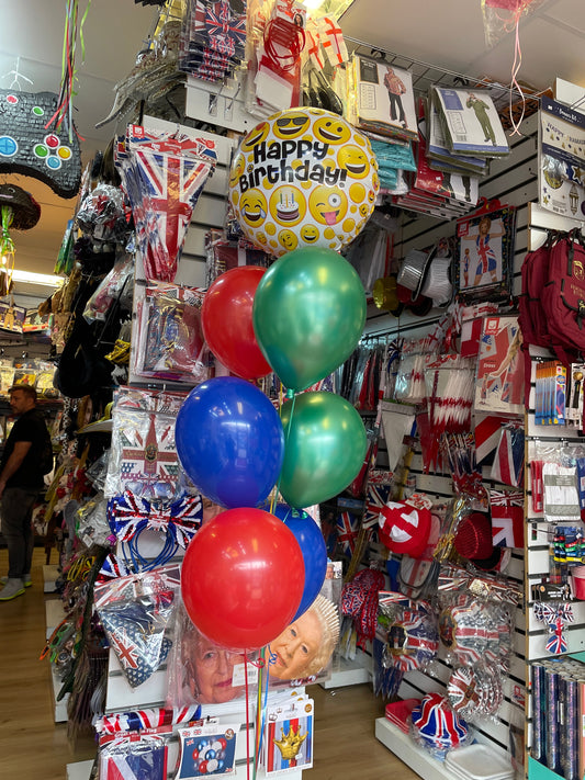 Emoji Foil Happy Birthday Latex Balloons Bouquet