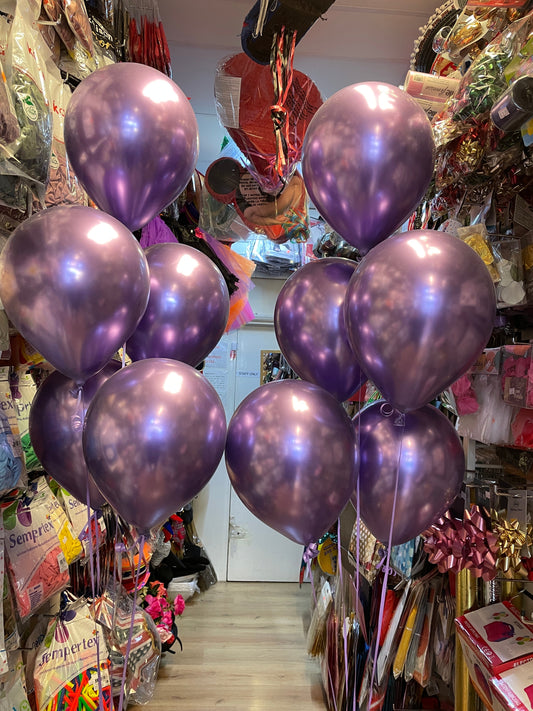 2* Metallic Purple Shinny Latex Balloons Bouquet