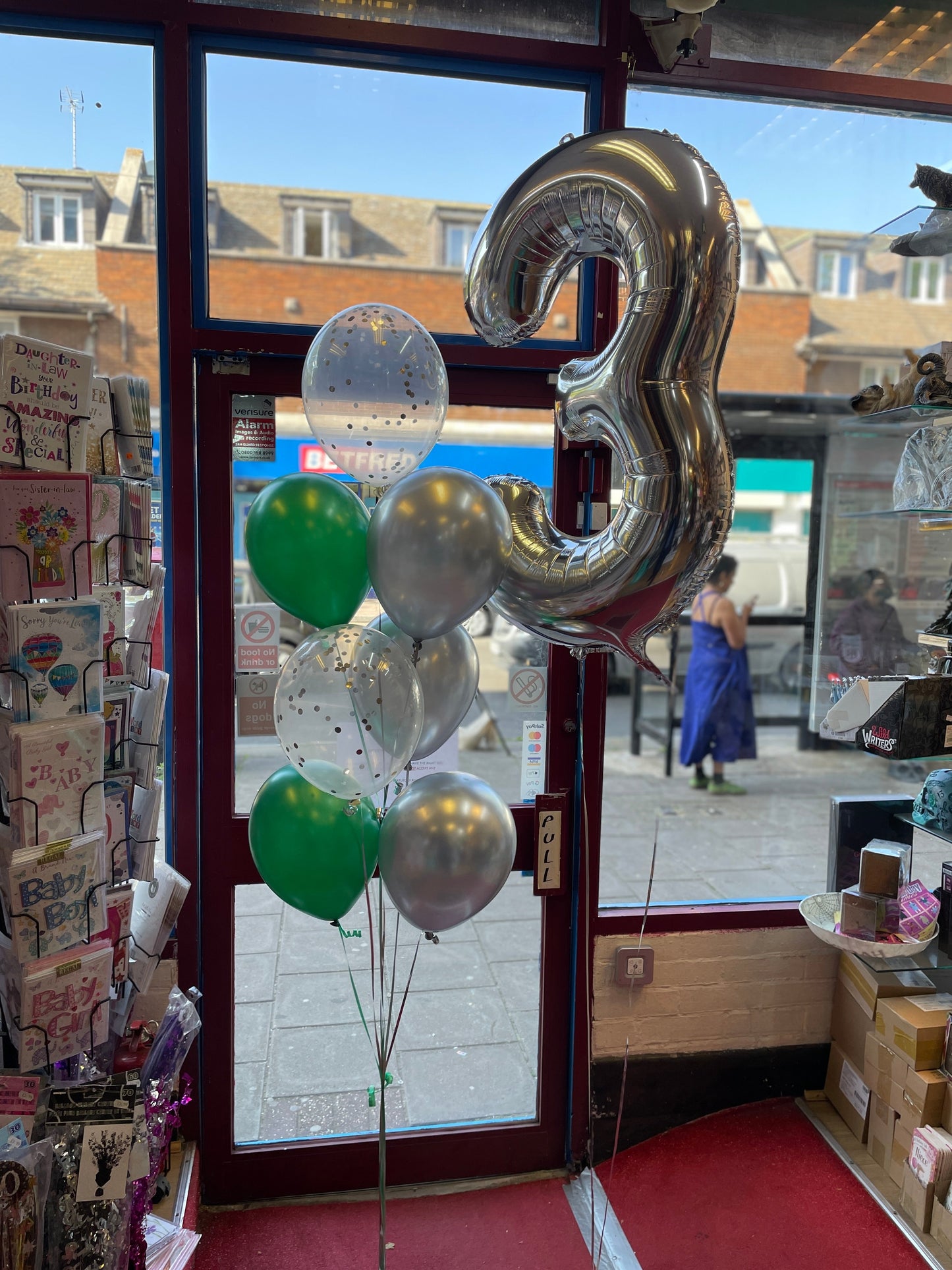 Foil Number 34" with Helium Balloons Bouquet