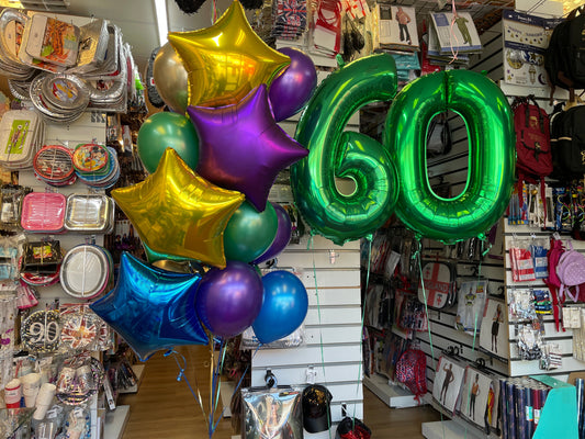 34" Number & Star Minifoil with Mix Colour Latex Balloons