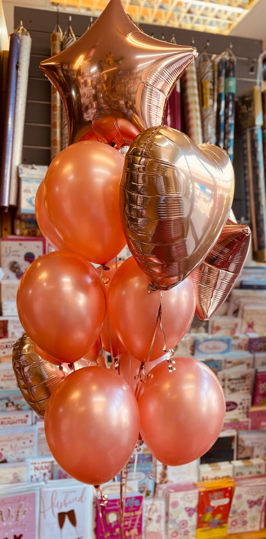 Minifoil Shapes with Rose gold Latex Balloons