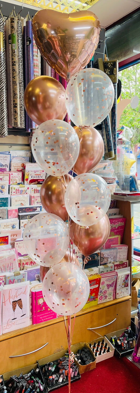 Foil Heart Shape with Metallic Latex Confetti Balloons