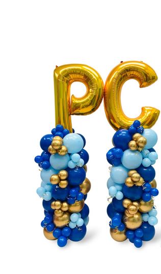 Gold Foil Letters with Latex Pillar Balloons